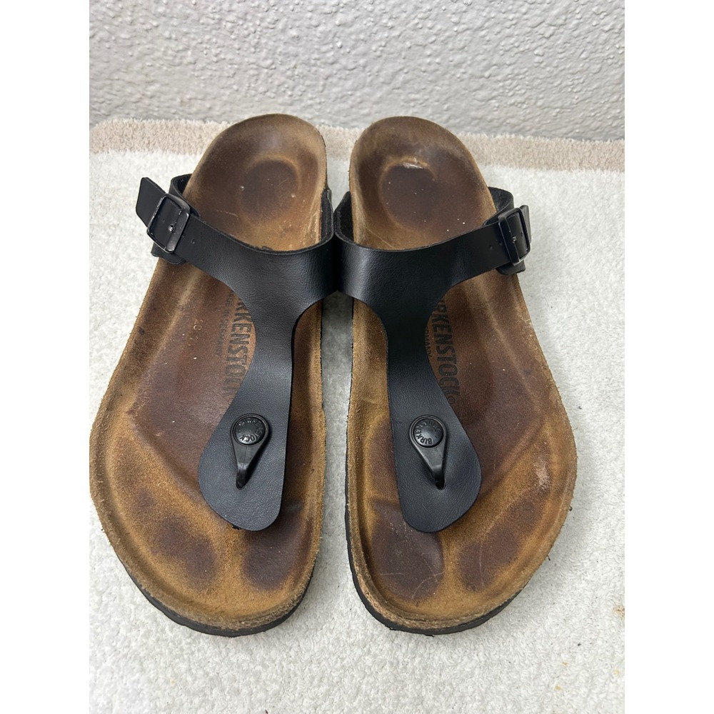 Birkenstock Gizeh Black Birko-Flor Thong Sandals Womens 40 L9 M7 Cork Footbed
